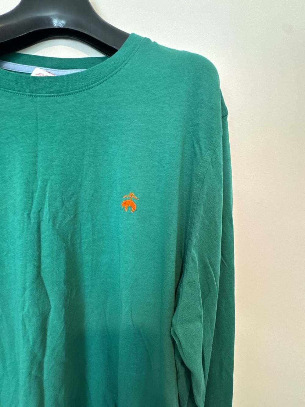 Brooks Brothers 1818 Green Long Sleeve Cotton Crewneck T-Shirt Men's XL - Picture 2 of 4